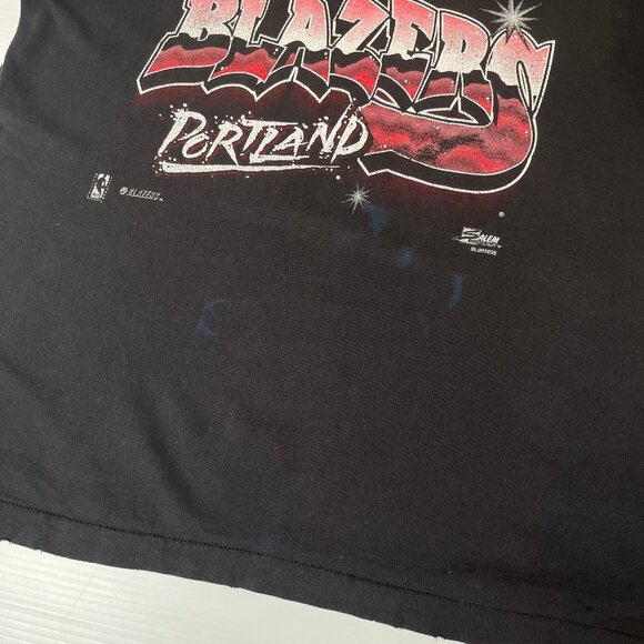 90s Salem Sportswear Portland Blazers Graffiti Tee XL - Picture 3 of 9